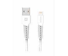 USB kabelis Swissten USB-A - Lightning 1 m, baltas (SW-BA-LIGH-3A-1M-WH)
