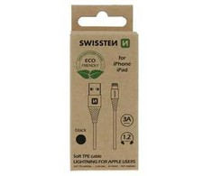 Kabelis USB Swissten USB-A - Lightning 1.2 m Juodas (71502300ECO*)