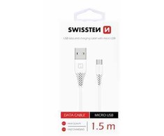 Kabelis USB Swissten USB-A - micro-B 1.5 m Baltas (71504300)
