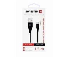 Kabelis USB Swissten USB-A - microUSB 1.5 m Juodas (71504303)