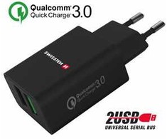 Įkroviklis Swissten SW-2XUSB-QC-ECO-23W-BK Podróżna 3x USB-A 23 W (22060200ECO*)