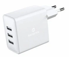 SWISSTEN síťový adaptér Smart IC 2x USB-A bílá