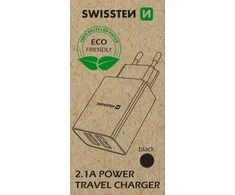 SWISSTEN SMART IC síťový adaptér 2x USB 2.1A POWER juoda (ECO BALENÍ)