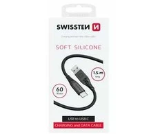 SWISSTEN SOFT SILICONE datový kabelis USB-C 1.5m juoda
