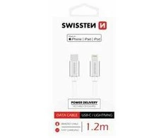 Kabelio / USB -C kabelis / „Lightning MFI“ 1,2 M Swissten - sidabras