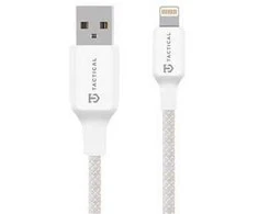 Tactical Taktinis siūlų kabelis USB-A/Lightning 2m baltos spalvos