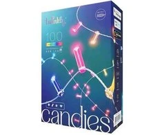 „Twinkly Candies“ 100 žvakės formos RGB šviesos diodų, skaidrus laidas, USB-C