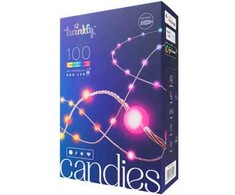 Lubinis šviestuvas „Twinkly Candies“ 100 perlų formos RGB šviesos diodų, skaidrus laidas, USB-C