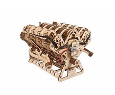 Ugears 3D medinis mechaninis dėlionės V8 variklis