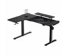 Reguliuojamo aukščio kampinis žaidimų stalas Ultradesk Winger LED RGB, Juodos spalvos