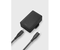 UNIQ laidinis įkroviklis Versa Slim USB-C PD 18W+ kabelis USB-C į USB-C juodos spalvos (LITHOS Collective)