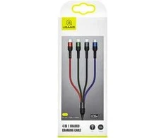 USAMS pintas U26 4-in-1 kabelis 0.35m 2A greito įkrovimo (2xLightning/microUSB/USB-C) SJ411USB01 (US-SJ41)