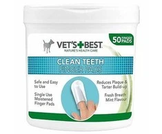 Vet's Best Clean Teeth dantų valymo servetėlės, 50 vnt