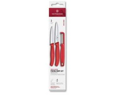 Šveicarija Victorinox Swiss Classic 3 dalių peilių ir skustuko rinkinys Chili Raudona