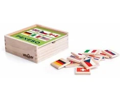 Woody 93058 Eco Wooden lavinantis atminties žaidimas - Vėliavos (44vnt) vaikams nuo 3 metų (12x12cm)