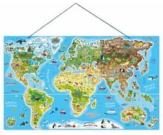 Woodyland Edukacinis magnetinis pasaulio žemėlapis su žaidimu, 77x47 cm