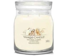 Yankee Candle Aromatinė žvakė Signatūrinė stiklinė vidutinė "Soft Wool" - Gintarinė 368 g