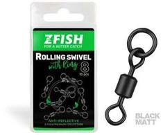 "ZFISH Rolling Swivel" su žiedu, juodas matinis, 8/26 kg dydžio