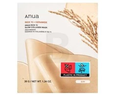 Veido kaukė Anua Rice 70+Ceramide Glow Collagen Mask 38 g 4 vnt.