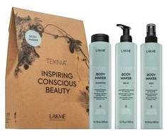 „Lakme Tkn“ kūno priežiūros priemonė mažmeninei pakuotei: šampūnas, 300 ml + balzamas, 300 ml + purškiklis, 300 ml