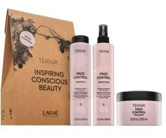 „Lakme TKN Frizz Control“ mažmeninė pakuotė: šampūnas, 300 ml + priemonė, 250 ml + apsauga, 300 ml