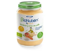Tyrelė kūdikiams Bionuben Ecopuré Daržovės ir ryžiai su vištiena 6m 250g