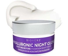 "Biovene Hyaluronic Night Glow" drėkinamasis naktinis kremas "Moisture Restore" 50ml