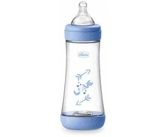 Chicco Perfect Silicone Feeding Bottle buteliukas kūdikiams 300ml Mėlyna 4m+