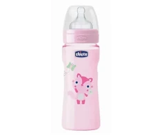 Chicco Well-Being Silicone Baby Bottle Fast Flux Rose 4m+ 330ml