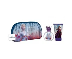 Disney Frozen II vaikiškos kosmetikos rinkinys (EDT tualetinis vanduo, 50 ml + dušo želė, 100 ml + kosmetinė)