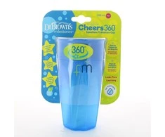 DR. BROWN'S 360 Tumbleris puodelis be snapelio, mėlynas, be rankenos, 300 ml