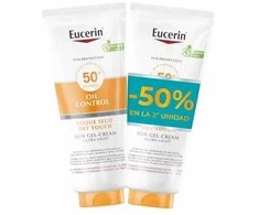 Eucerin Oil Control Dry Touch Sun Gel Kreminis Ultra Light SPF 50+ apsauginis kremas nuo saulės, 2 x 200 ml