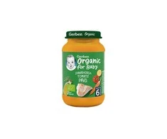 Gerber Ekologiška tyrė morkų ir pomidorų su kalakutiena 190g 1vnt