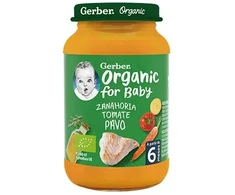 Gerber Ekologiška tyrė morkų ir pomidorų su kalakutiena 190g 1vnt