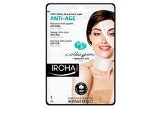 Odos senėjimą stabdanti veido ir kaklo kaukė Iroha Face and Neck Mask Collagen, su kolagenu ir hialuronu, 30 ml