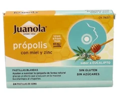 Juanola Propolis Honey - Zinc 24 Gum Lozenges Eucalyptus Flavor