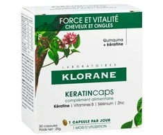 Klorane Keratincaps stiprybės ir gyvybingumo kapsulės, 30 vnt.