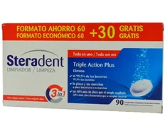 Steradent Triple-Acting Plus 60comp 30comp skirta dantų protezų valymui