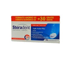 Steradent Triple-Acting Plus 60comp 30comp skirta dantų protezų valymui