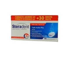 Steradent Triple-Acting Plus 60comp 30comp skirta dantų protezų valymui