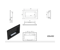 BIOHEAT 65x40 TUV Baltas LESS GLASS biožidinys įmontuojamas - pakabinamas su stiklu baltas blizgus