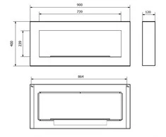 BIOHEAT 90x40 GLASS Juodas biožidinys pakabinamas juodas