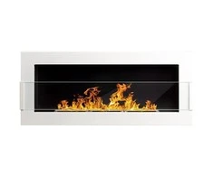 BIOHEAT 90x40 TUV Baltas LESS GLASS biožidinys įmontuojamas - pakabinamas su stiklu baltas blizgus