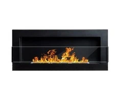 BIOHEAT 90x40 TUV Juodas GLASS biožidinys įmontuojamas - pakabinamas su stiklu mat juodas