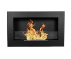BIOHEAT SLIM 65x40 TUV Juodas GLASS biožidinys įmontuojamas su stiklu mat juodas