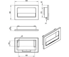 BIOHEAT SLIM 65x40 TUV Juodas GLASS biožidinys įmontuojamas su stiklu mat juodas