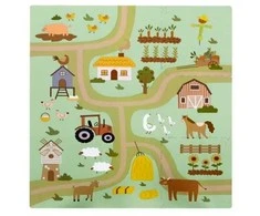 Achoka Mokomasis grindų kilimėlis 90x90 Storo putplasčio dėlionė 9 vnt. Humbi Kaimo keliai Kaimo gatvės Farm Farm