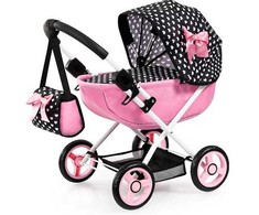 Bayer Design Bayer - Lėlių vežimėlis Cosy - Juodas/Rožinis (12760AA)