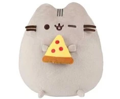 Pusheen - pliušinis talismanas su pica 24 cm