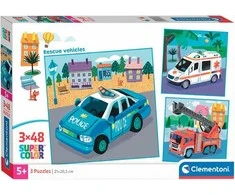 Clementoni Dėlionė 3x48 vnt. - Transporto priemonės